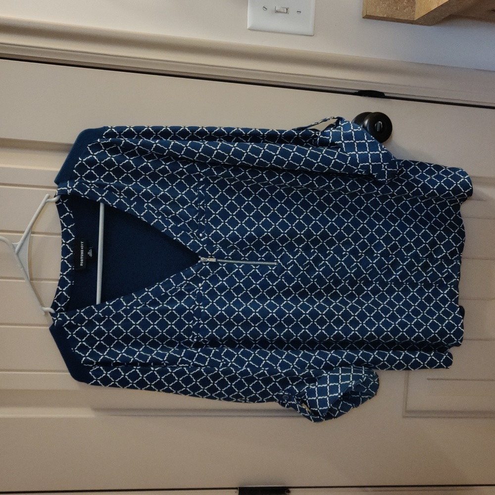 Fortune+Ivy zipper front pullover blouse